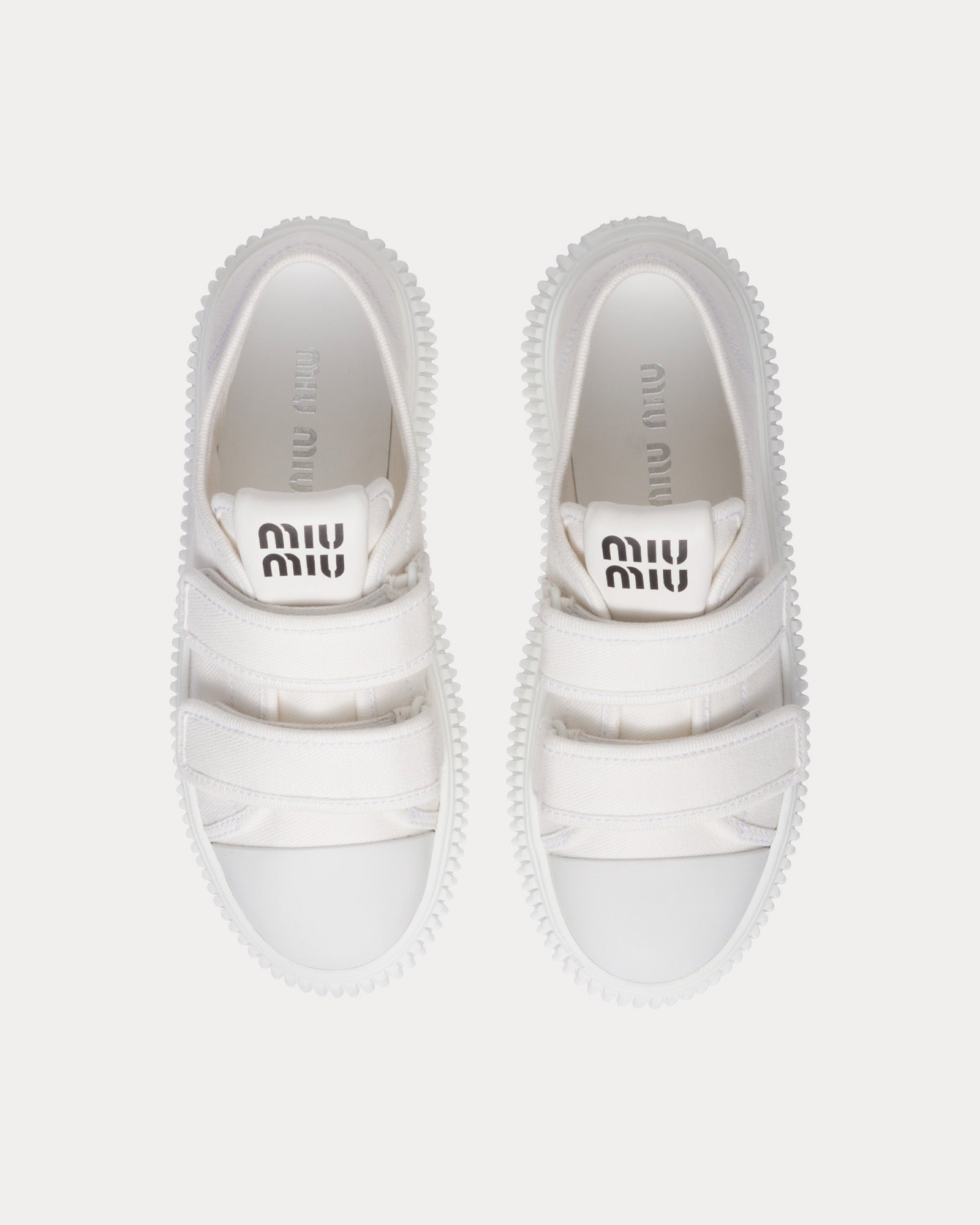Miu Miu - Strap Denim White Low Top Sneakers