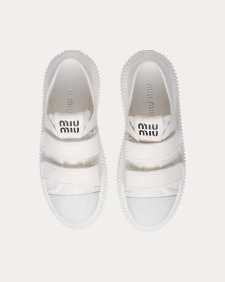 Miu Miu Strap Denim White Low Top Sneakers - 2