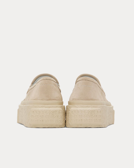 MM6 Maison Margiela Platform Suede Beige Slip On Sneakers - 3