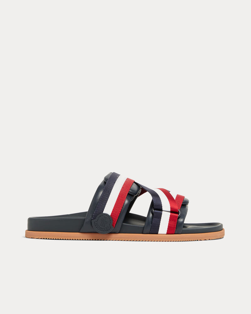 Moncler Mon Summer Nappa Leather Navy Blue Sandals - 1