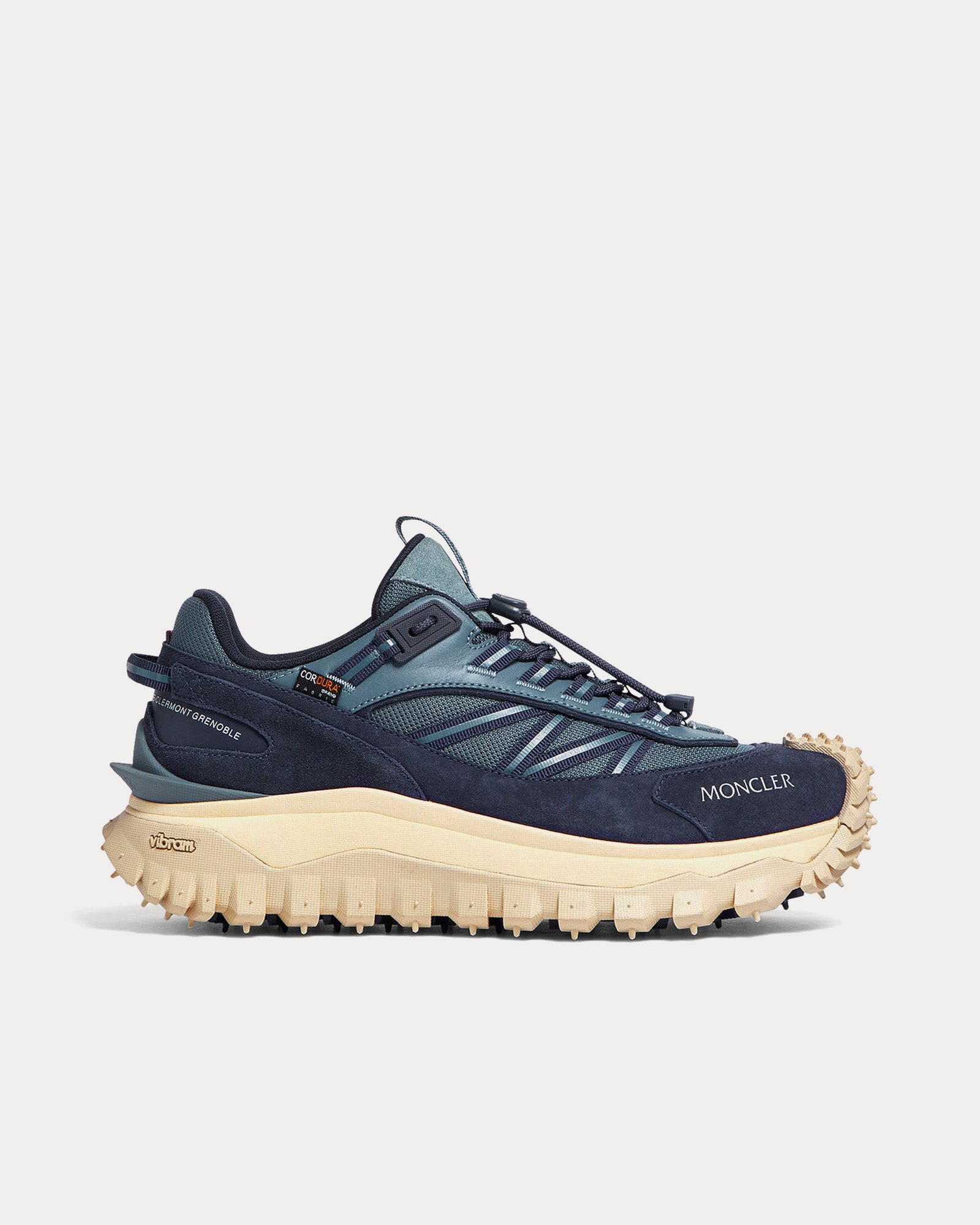 Moncler Men's Trailgrip Suede & Mesh Lapis Blue Low Top Sneakers