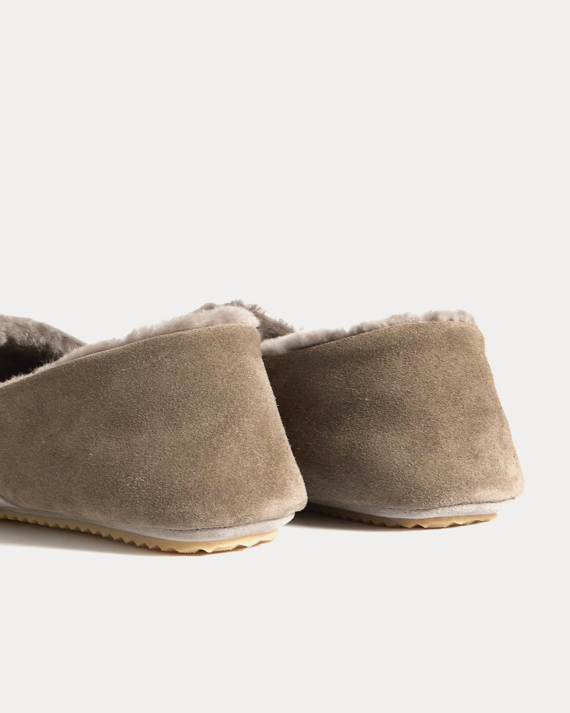 Mr P. Babouche Shearling-Lined Suede Taupe Slippers - 2