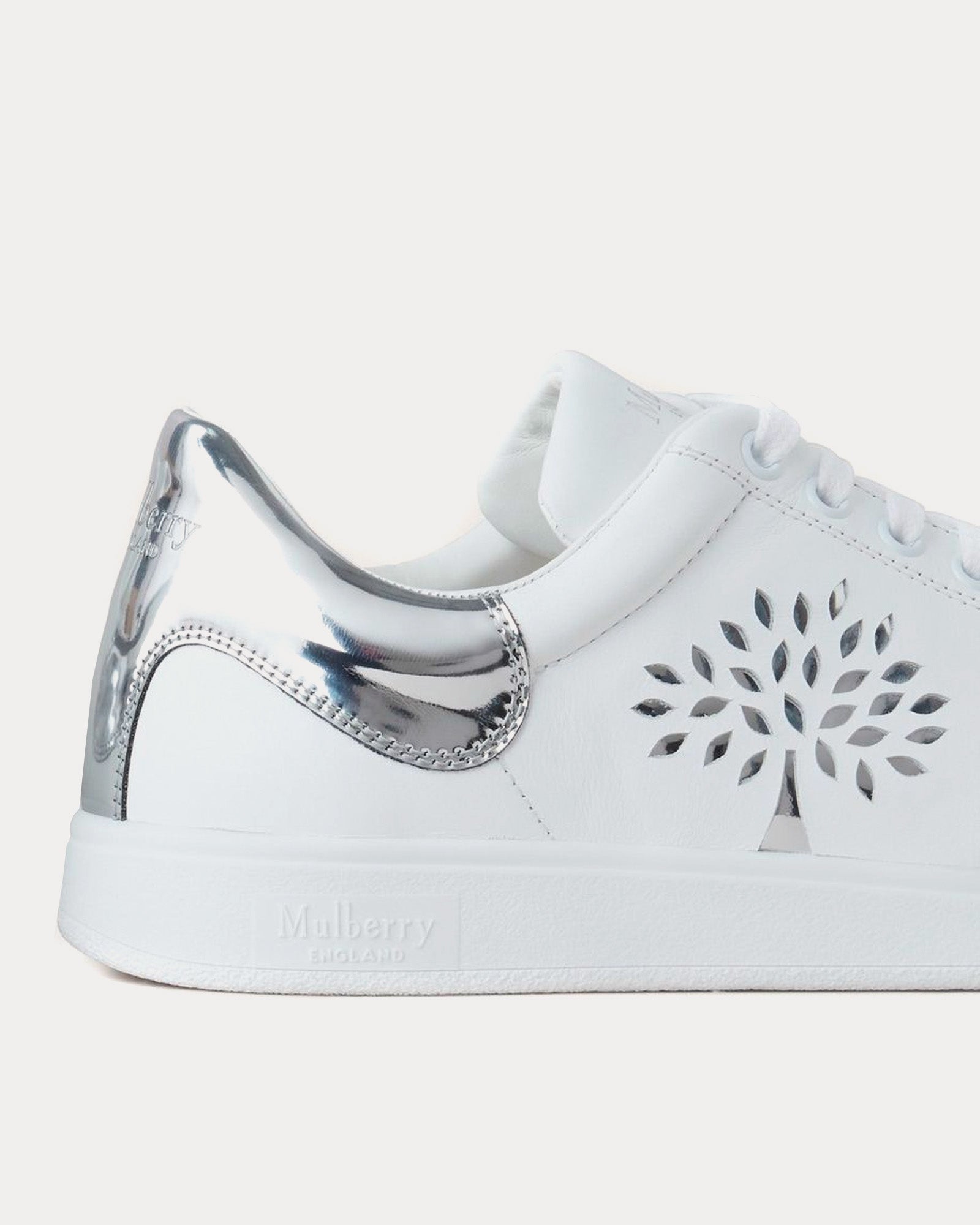 Mulberry - Tree Tennis Bovine Leather White / Silver Low Top Sneakers