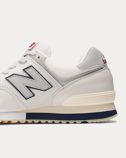 New Balance MADE in UK 576 'Vintage Sport' Off White / Blanc de Blanc / Savvy Red Low Top Sneakers - 4