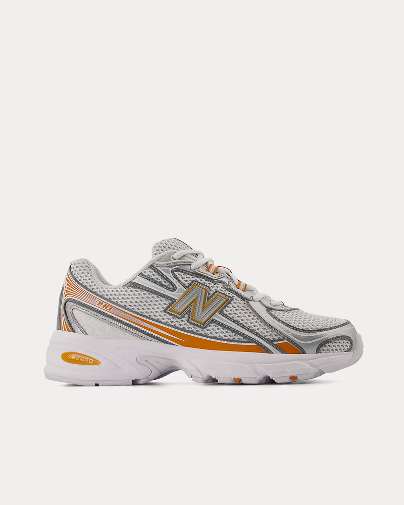 New Balance 740 White / Classic Orange / Silver Metallic Low Top Sneakers - 1