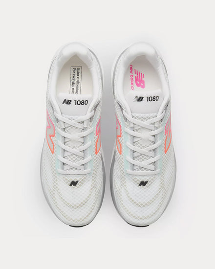 New Balance 1080v15 Breathe White / Pink Heat / Tangerine Heat Running Shoes - 2