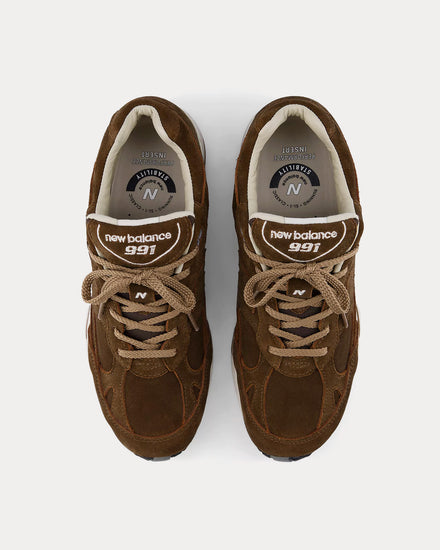 New Balance MADE in UK 991v1 Luxe Suede Cocoa / Castle Wall Low Top Sneakers - 2