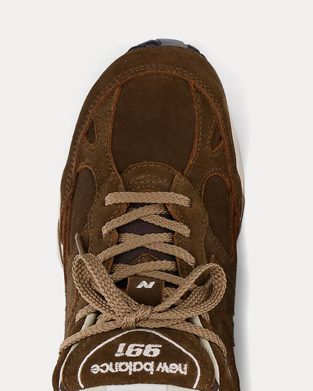 New Balance MADE in UK 991v1 Luxe Suede Cocoa / Castle Wall Low Top Sneakers - 6