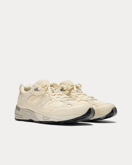 New Balance Made in UK 991v1 Oyster Gray / Pistachio Shell / French Oak Low Top Sneakers - 3