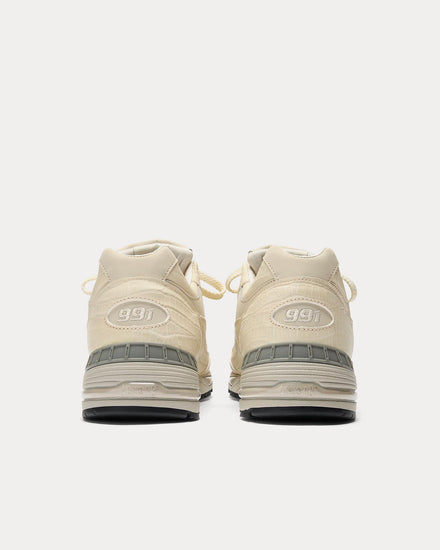 New Balance Made in UK 991v1 Oyster Gray / Pistachio Shell / French Oak Low Top Sneakers - 4