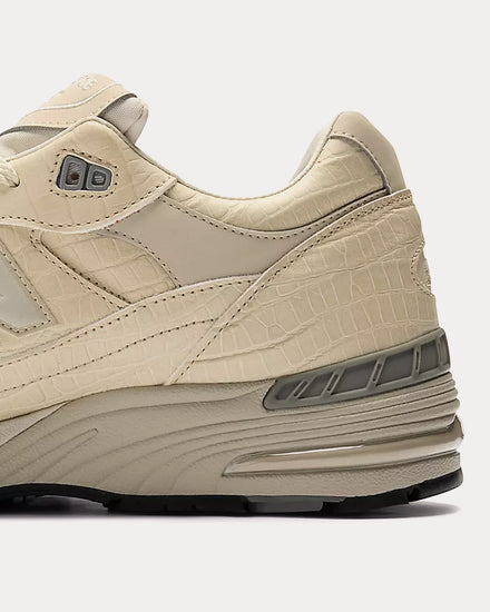 New Balance Made in UK 991v1 Oyster Gray / Pistachio Shell / French Oak Low Top Sneakers - 5