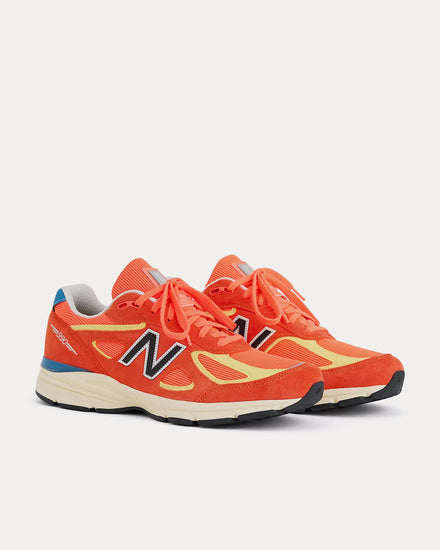 New Balance Made in USA 990v4 Urgent Red / Maize / Sea Stone Low Top Sneakers - 3