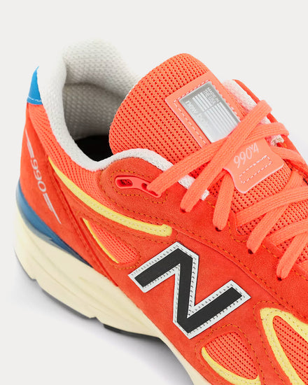 New Balance Made in USA 990v4 Urgent Red / Maize / Sea Stone Low Top Sneakers - 6