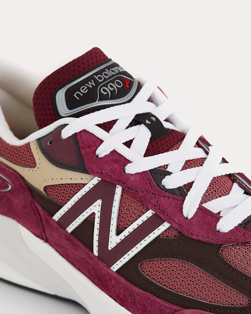 New Balance Made in USA 990v6 Burgundy / Tan Low Top Sneakers - 4