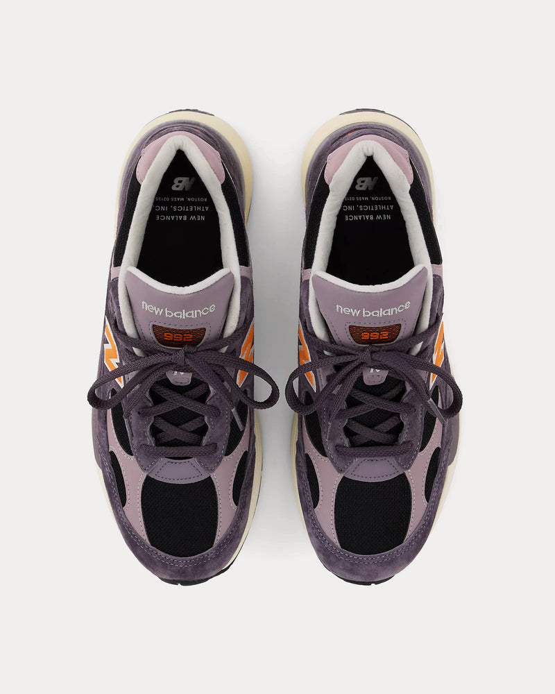 New Balance Made in USA 992 Dark Ice Wine / Black / Sizzle Low Top Sneakers - 2