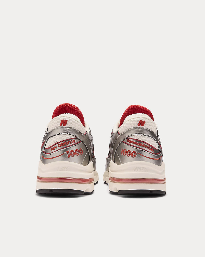 New Balance x thisisneverthat 1000 Silver/ Valiant Poppy Low Top Sneakers - 4