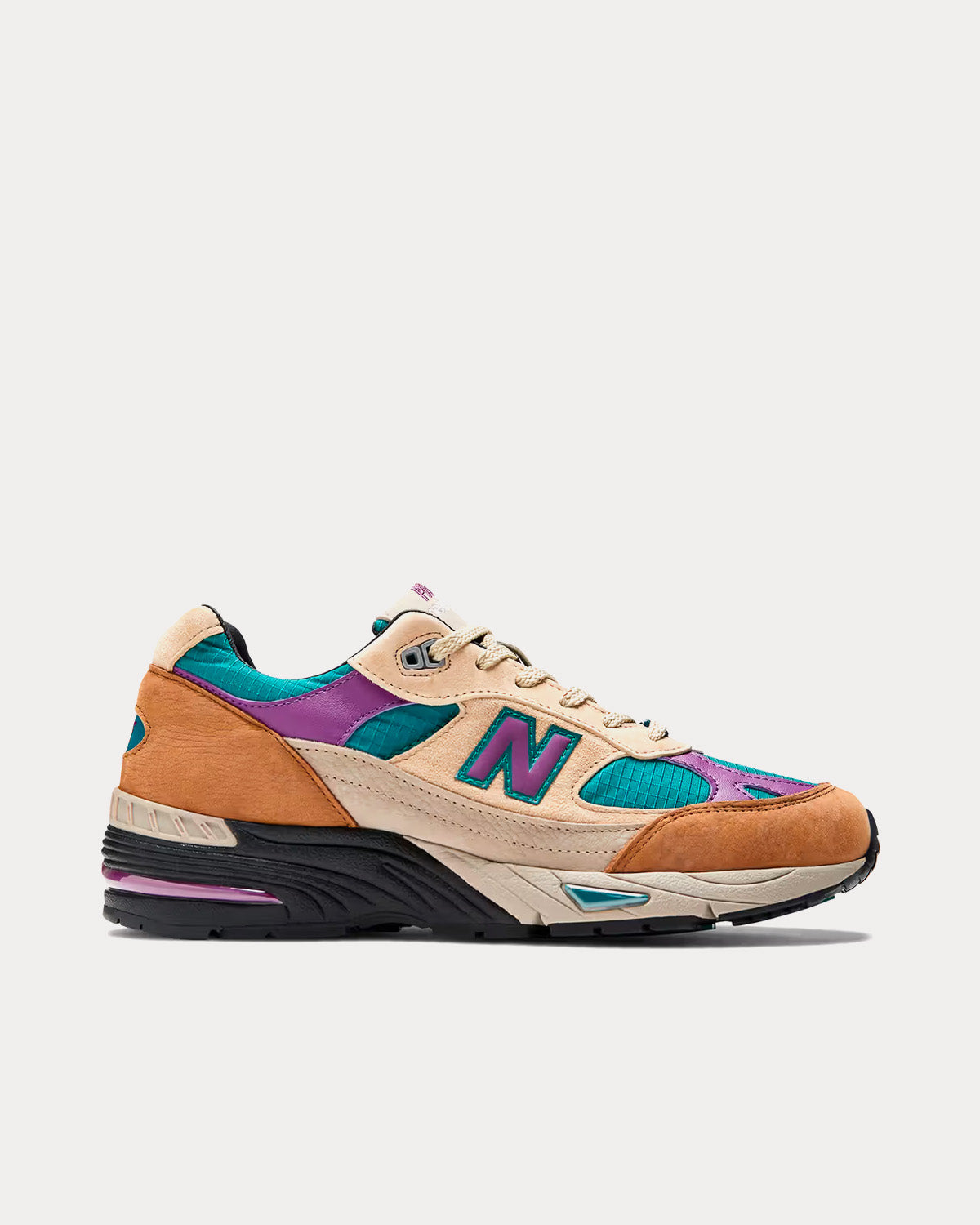 New Balance x Palace - Made In UK 991 Beige / Teal / Purple Low Top Sneakers