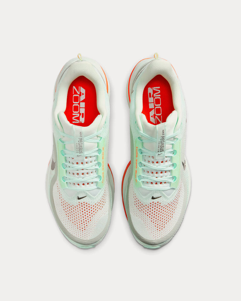Nike Pegasus Premium Barely Green / Mint Foam / Metallic Silver / Bright Crimson Running Shoes - 2