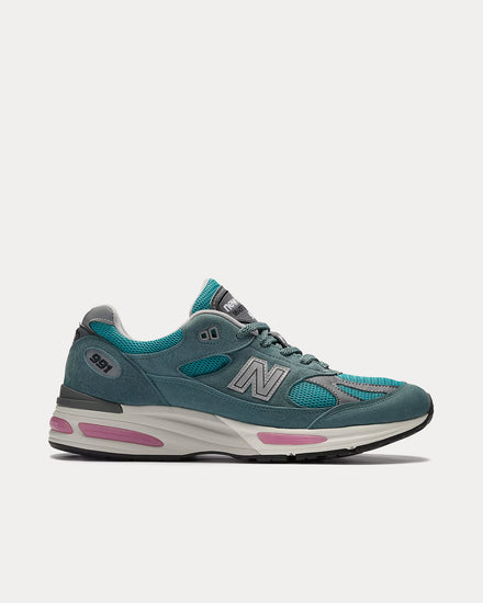 New Balance Made in UK 991v2 'Retro Pop' Porcelain Green / Trooper / Silver Low Top Sneakers - 1