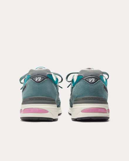 New Balance Made in UK 991v2 'Retro Pop' Porcelain Green / Trooper / Silver Low Top Sneakers - 4