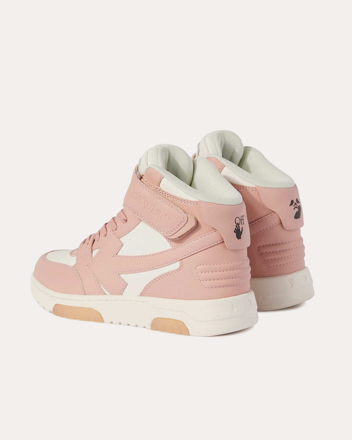 Off-White - Out Of Office Mid Leather Pink / Beige High Top Sneakers