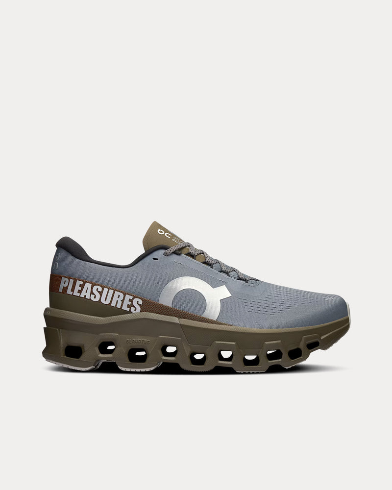 On Running x Pleasures Cloudmonster 2 Mist / Olive Running Shoes - 1