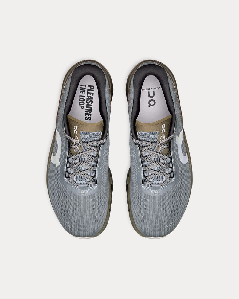 On Running x Pleasures Cloudmonster 2 Mist / Olive Running Shoes - 2