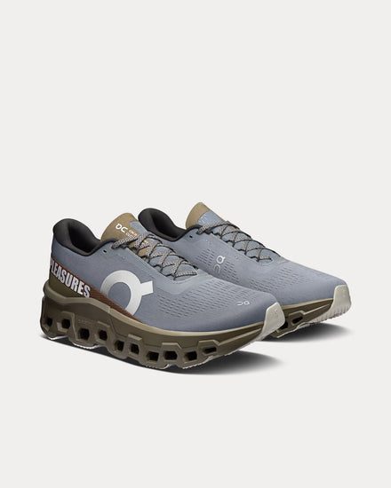 On Running x Pleasures Cloudmonster 2 Mist / Olive Running Shoes - 3