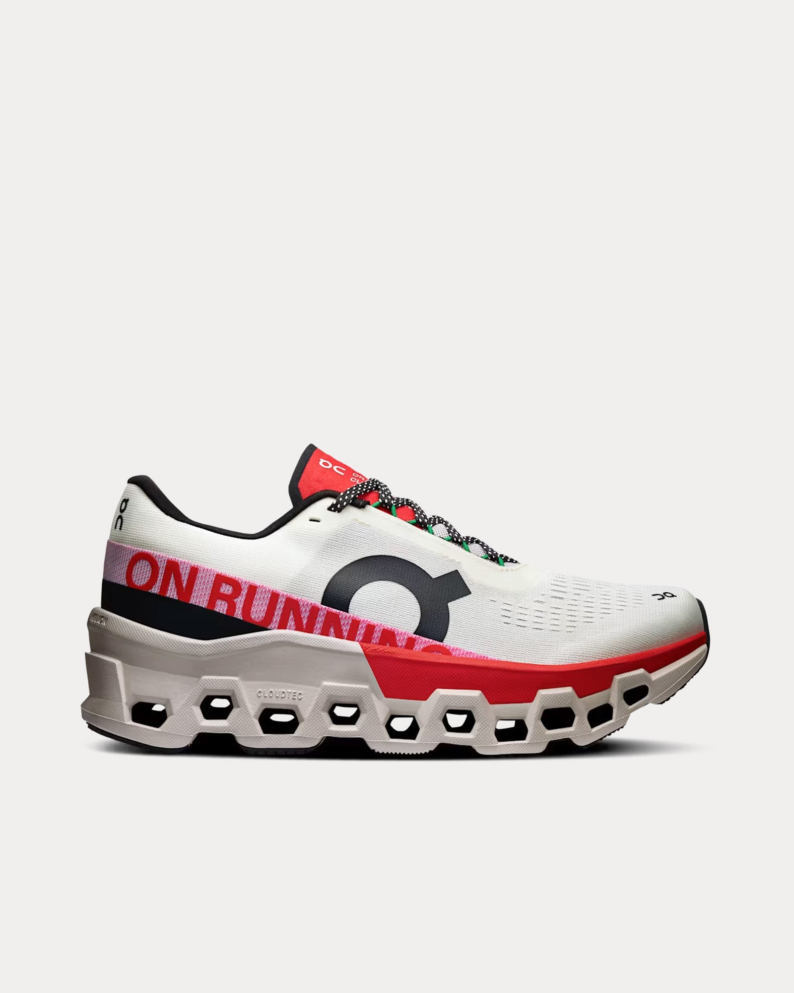 On Cloudmonster 2 レディース 24cm On Running Women's Cloudmonster 2 Ivory / Red Running Shoes