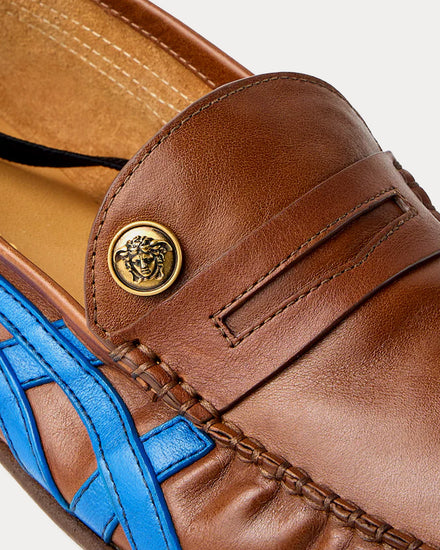 Versace x Onitsuka Tiger Men's Sakura Leather Brown / Blue Loafers