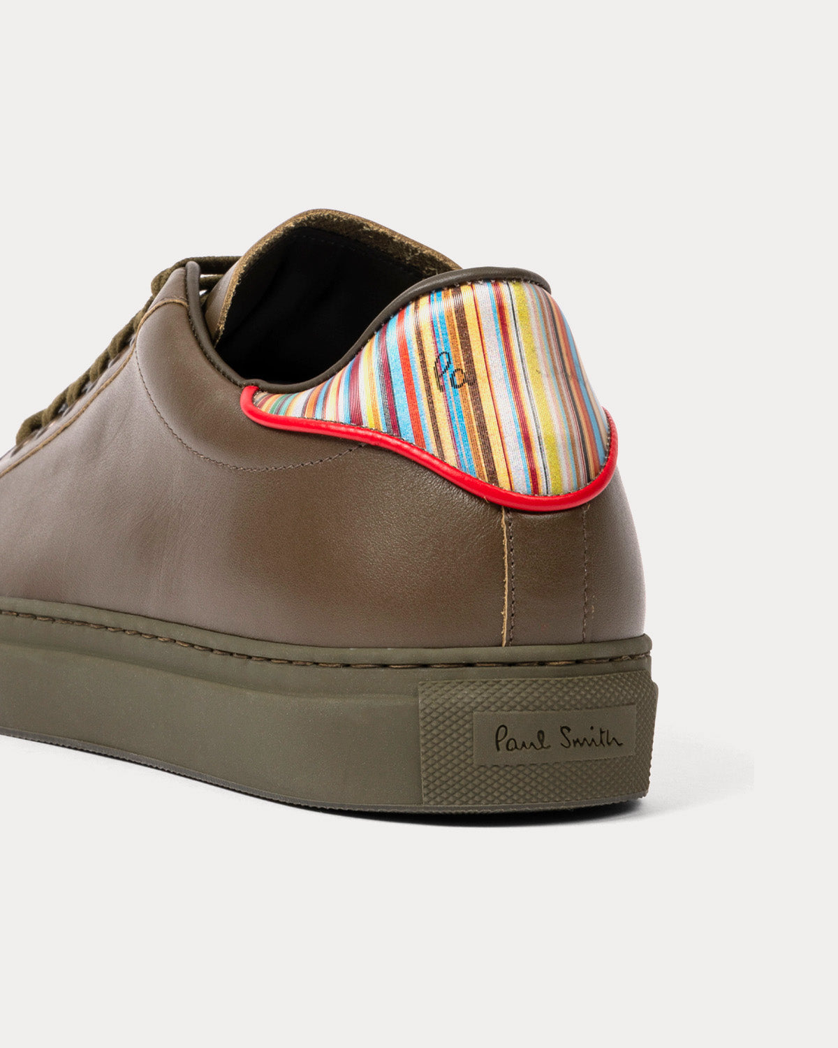 Paul Smith - Beck with Signature Stripe Leather Khaki Low Top Sneakers