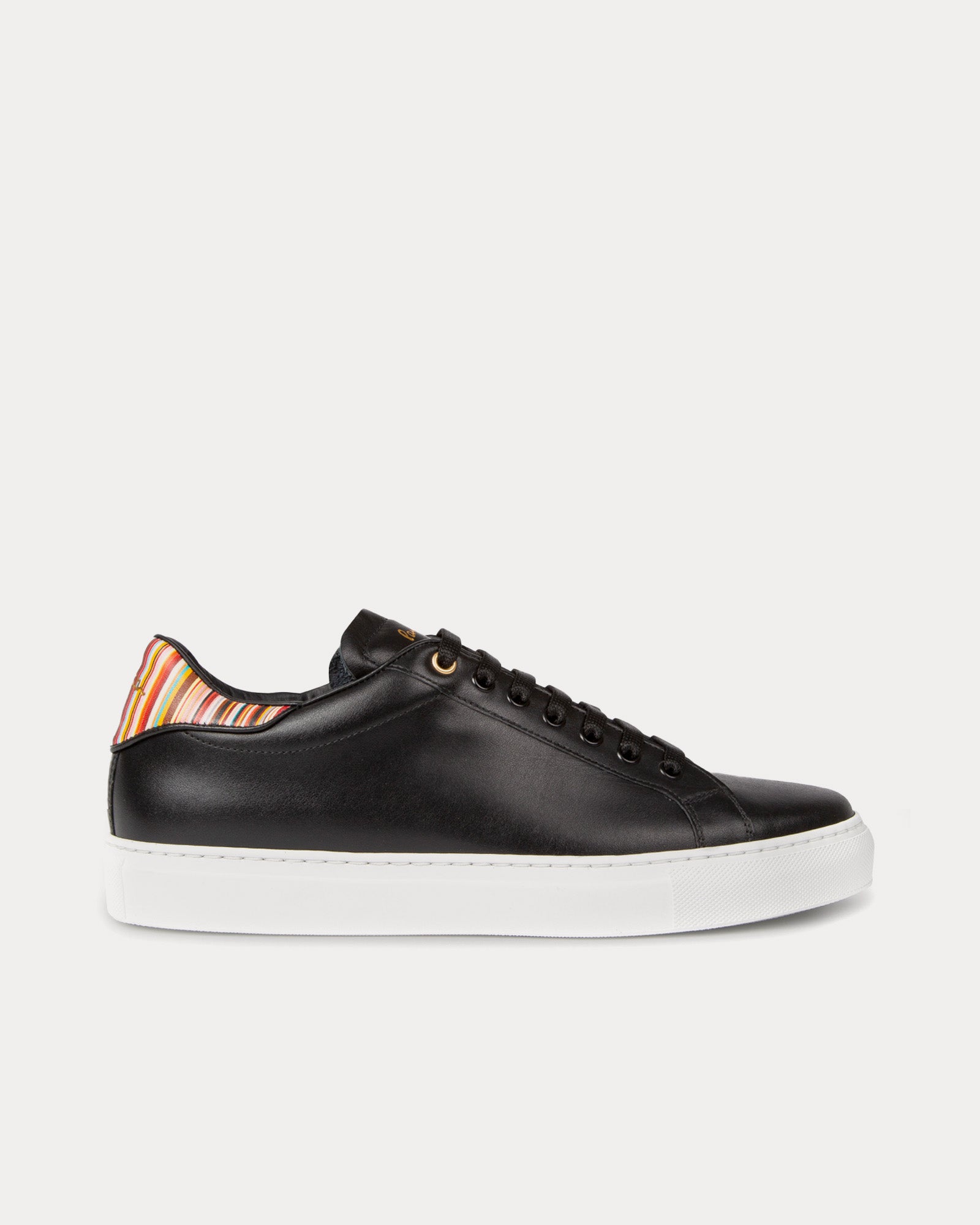 Paul Smith - Beck with Signature Stripe Leather Black / White Low Top Sneakers