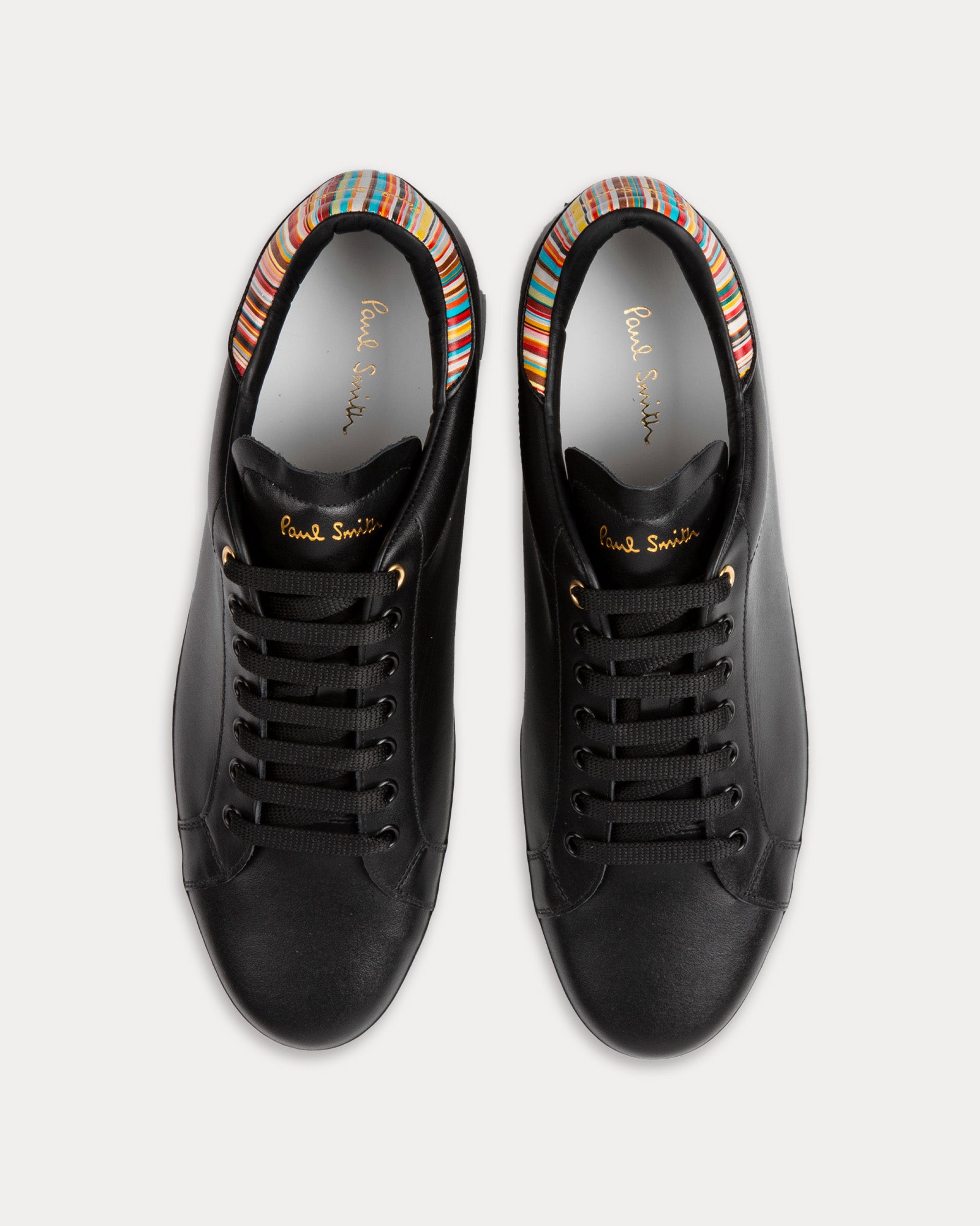 Paul Smith - Beck with Signature Stripe Leather Black / White Low Top Sneakers
