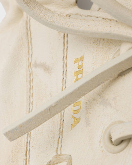 Prada Shuffle Antiqued Leather Chalk White Boat Shoes - 5