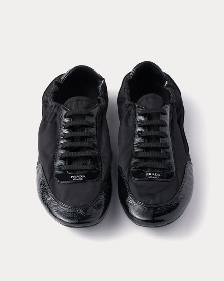Prada Collapse Re-Nylon & Leather Black Low Top Sneakers - 3