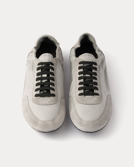 Prada Collapse Re-Nylon & Suede Cloudy Grey Low Top Sneakers - 2