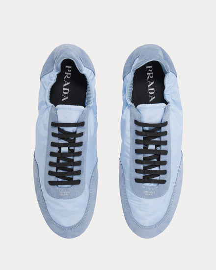 Prada Collapse Re-Nylon & Suede Light Blue Low Top Sneakers - 2