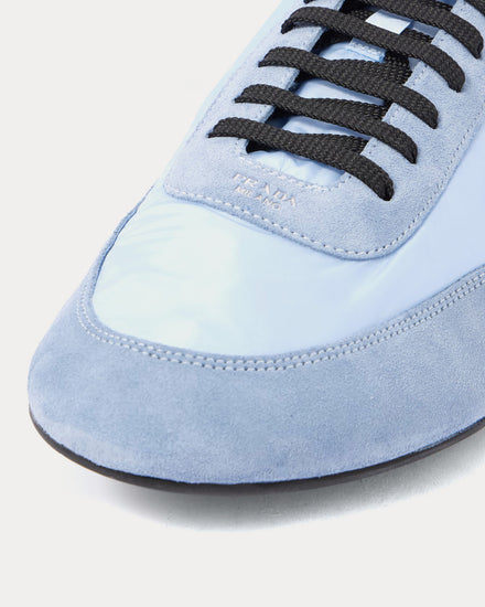 Prada Collapse Re-Nylon & Suede Light Blue Low Top Sneakers - 4