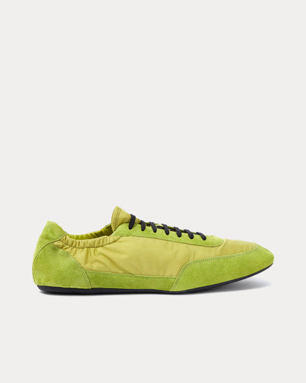 Prada Collapse Re-Nylon & Suede Lime Green Low Top Sneakers - 1
