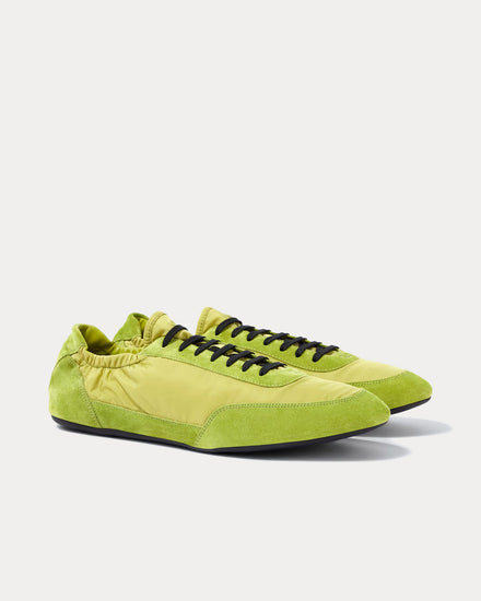 Prada Collapse Re-Nylon & Suede Lime Green Low Top Sneakers - 3
