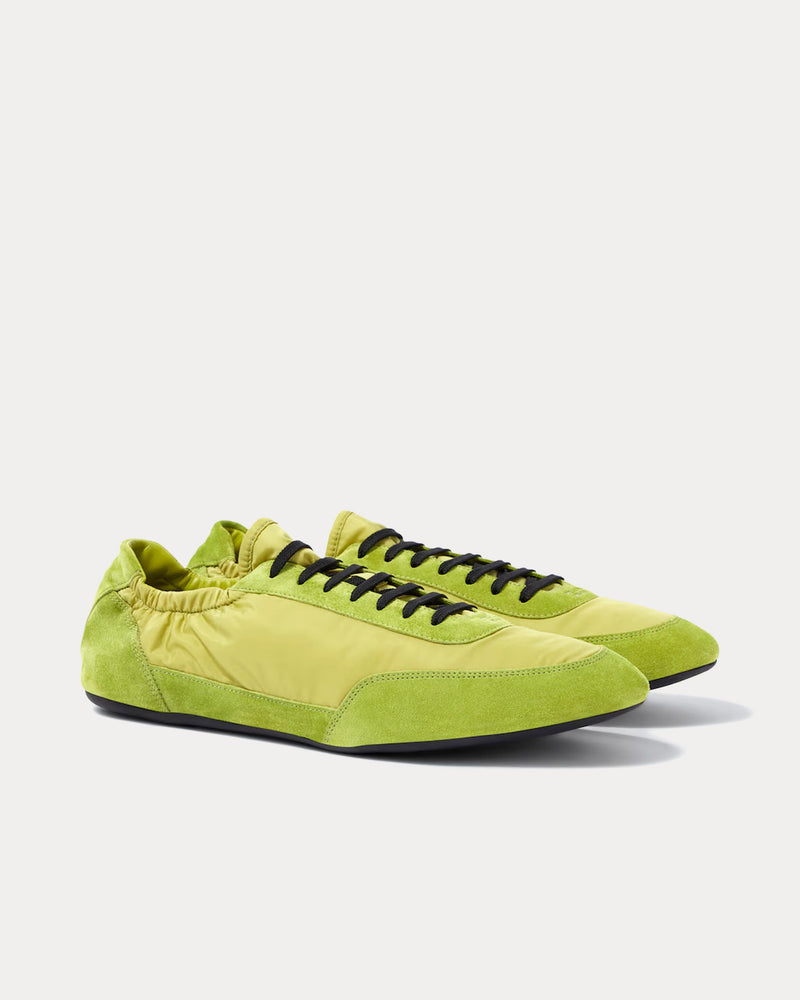 Prada Collapse Re-Nylon & Suede Lime Green Low Top Sneakers - 3