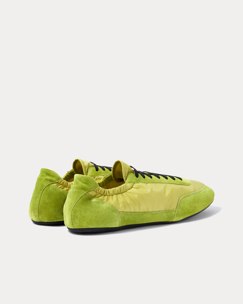 Prada Collapse Re-Nylon & Suede Lime Green Low Top Sneakers - 4