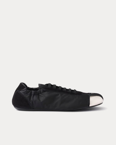 Prada Collapse Re-Nylon & Suede with Metal Toecap Black Low Top Sneakers