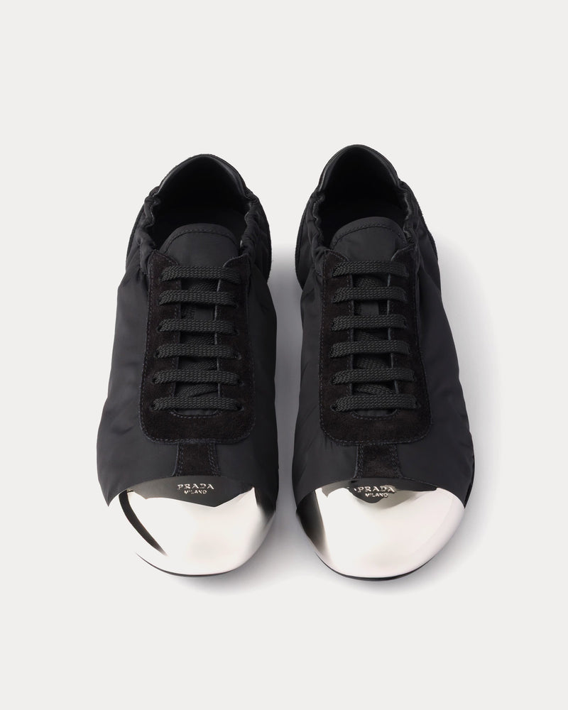Prada Collapse Re-Nylon & Suede with Metal Toecap Black Low Top Sneakers - 2