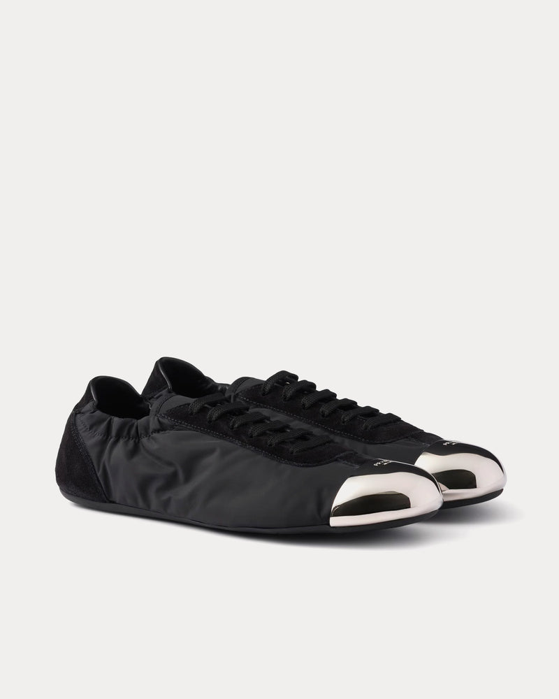 Prada Collapse Re-Nylon & Suede with Metal Toecap Black Low Top Sneakers - 3