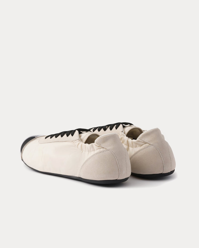 Prada Collapse Re-Nylon & Suede with Metal Toecap Ivory Low Top Sneakers - 4