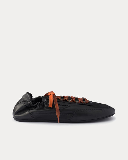 Prada Collapse Antiqued Nappa Leather with Hooks Black Low Top Sneakers - 1