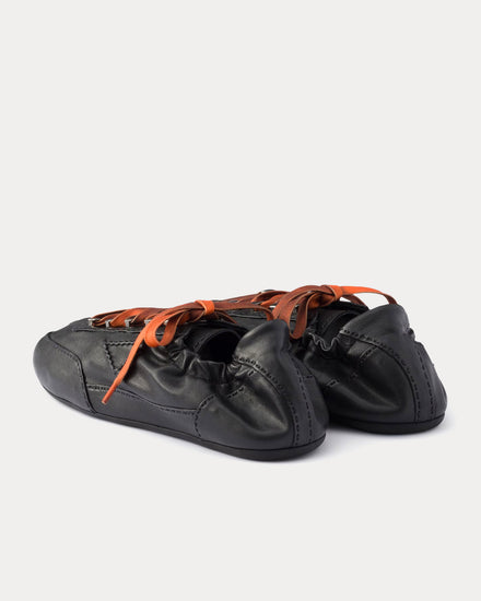 Prada Collapse Antiqued Nappa Leather with Hooks Black Low Top Sneakers - 4