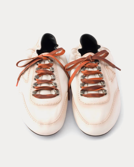 Prada Collapse Antiqued Nappa Leather with Hooks Chalk White Low Top Sneakers - 2