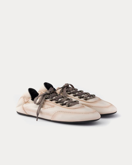 Prada Collapse Antiqued Nappa Leather with Hooks Chalk White Low Top Sneakers - 3